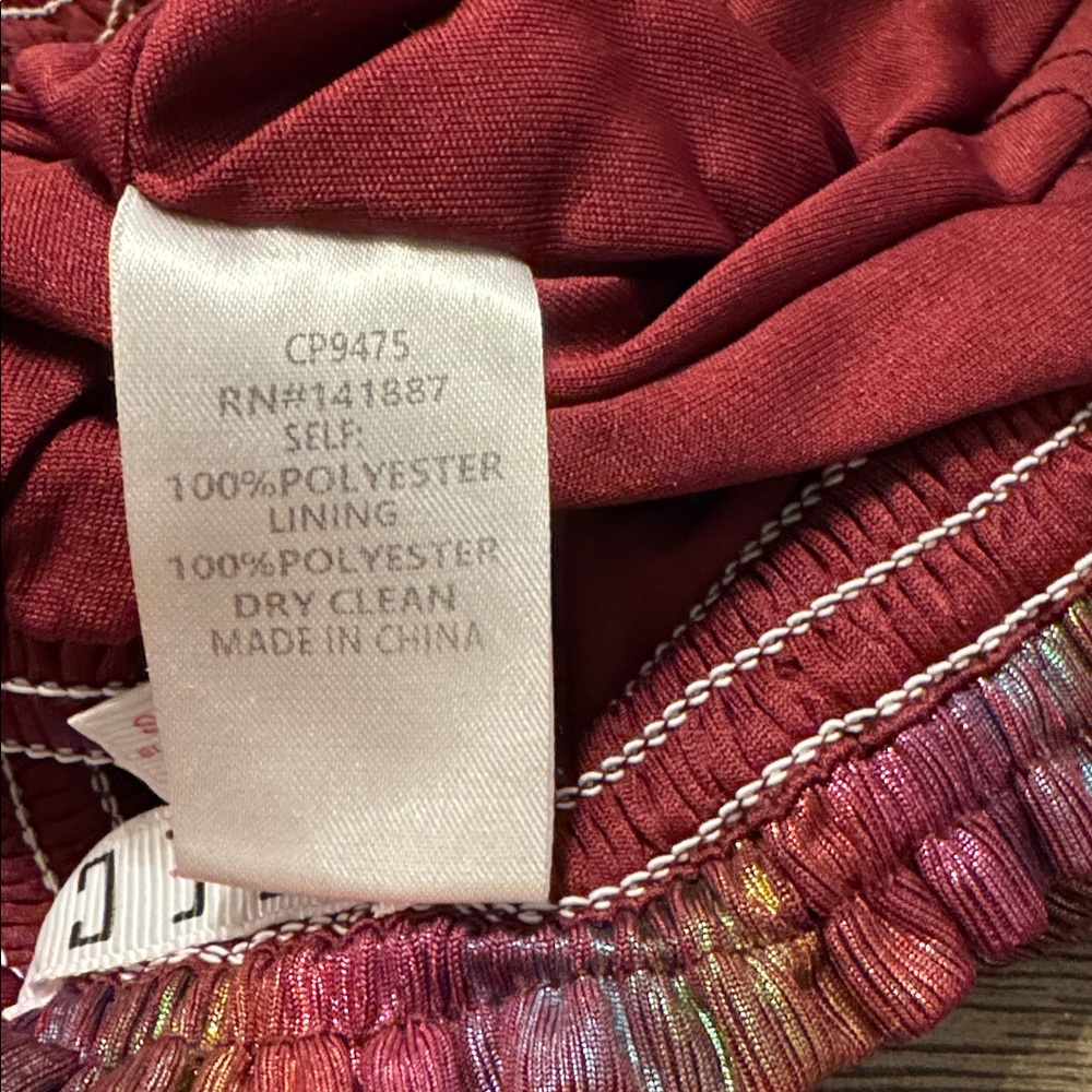 TCEC Shimmery Multicolor shorts Burgundy with Iridescent Stripes - Picture 5 of 5